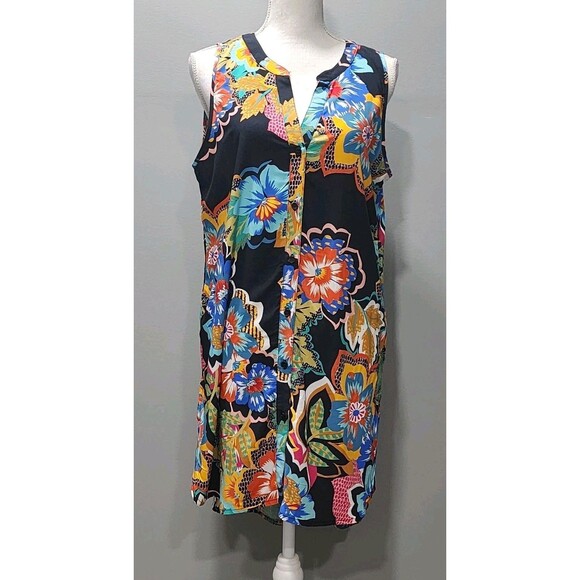 Spense Dresses & Skirts - SPENSE Women's Sleeveless Shirt Duster Black Paisley Floral Midi Boho Sizes M